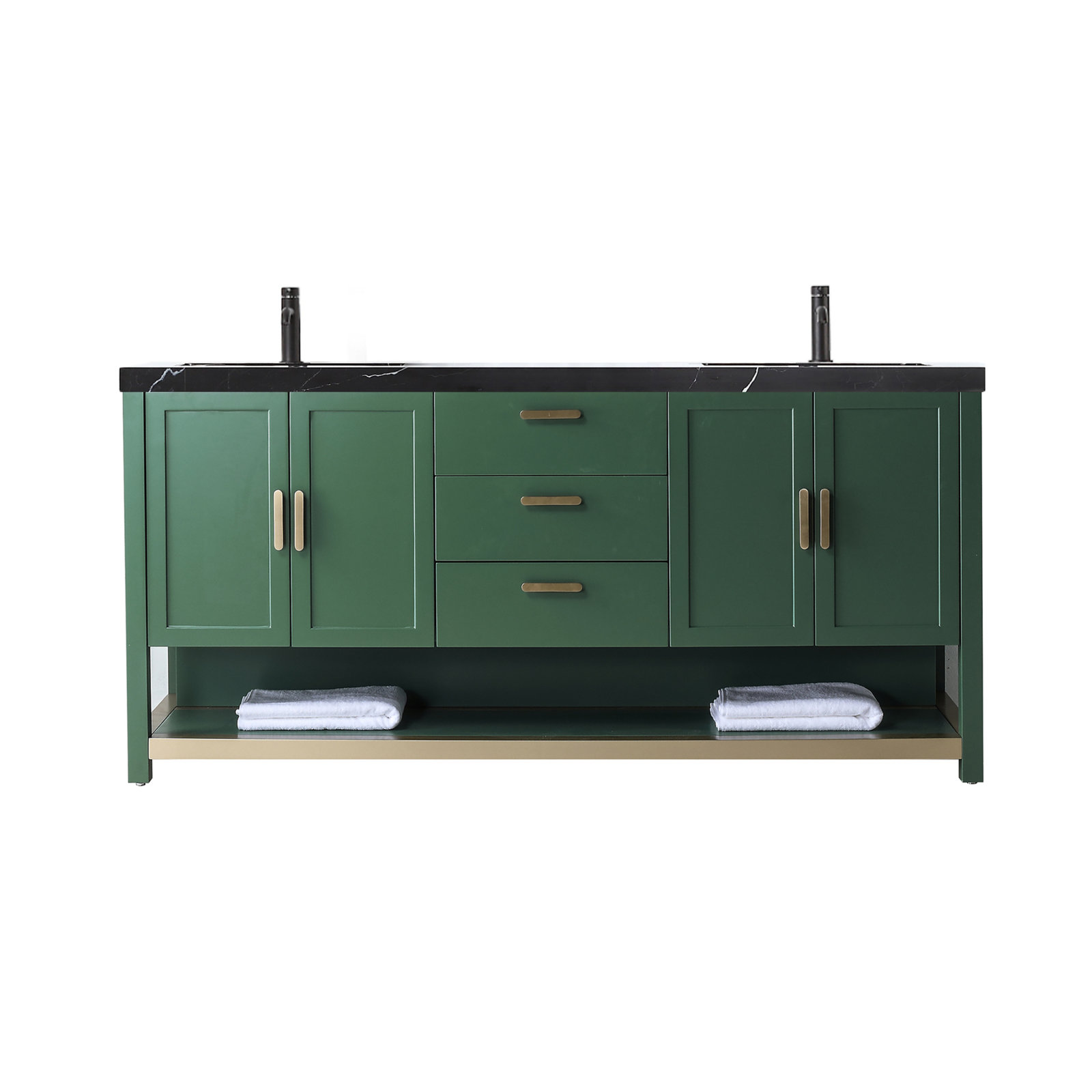 Winchester 72" Double Bathroom Vanity, Forest Green, Black