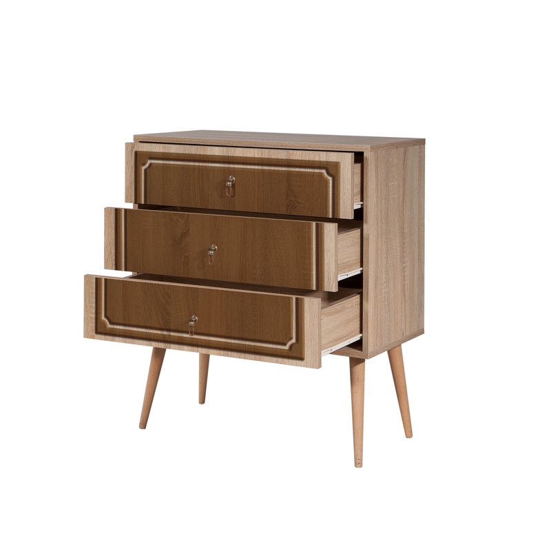 Commode 3 tiroirs l 31,5 po Bostick, Brun/beige