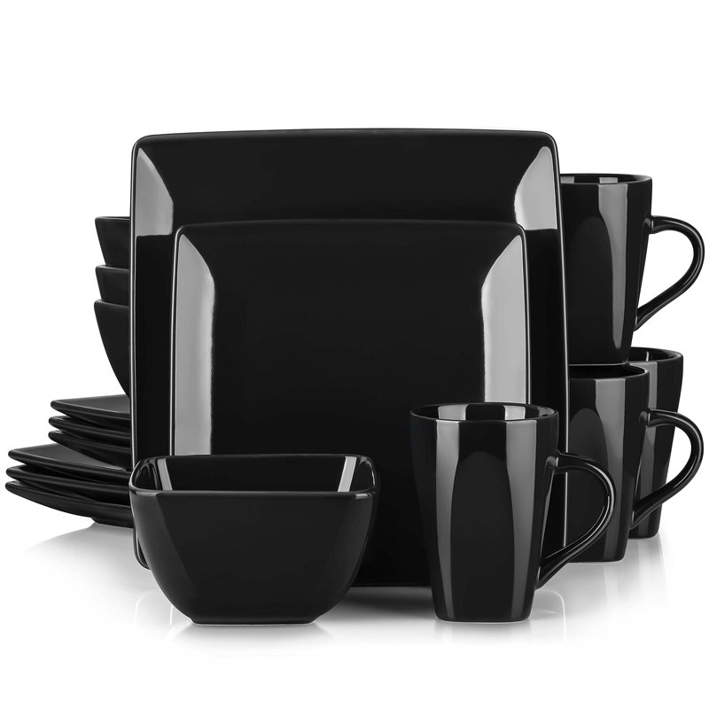 Soho 16 Piece Dinnerware Set, Service for 4, Black