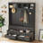 3-In-1 Hall Tree 59" Wide With 5 Hooks And Bench And Drawers, Muti-Functional Entryway Coat Rack, Modern Tall Storage Bench With Handles-1677090122