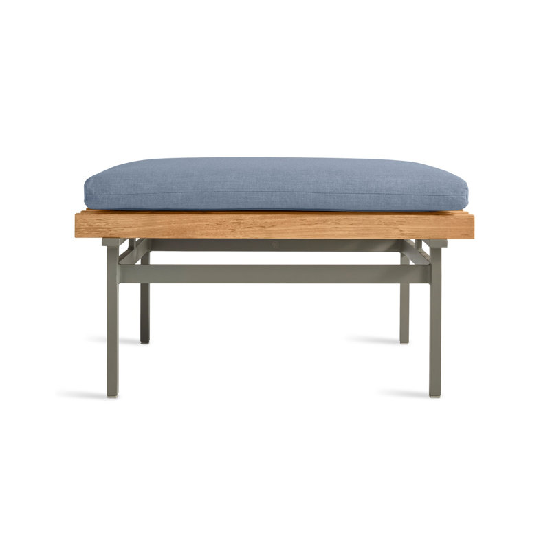 Perch Outdoor Teak Ottoman, Toohey Charcoal, Charcoal