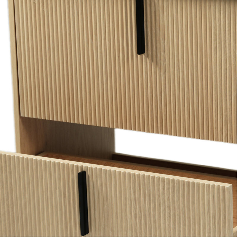 Meuble-lavabo de 30 po, lavabo en céramique intégré, tiroirs à extension, glissières encastrées à fermeture en douceur, conception cannelée, aspect naturel, efficacité compacte, meuble-lavabo unique de 30 po avec lavabo