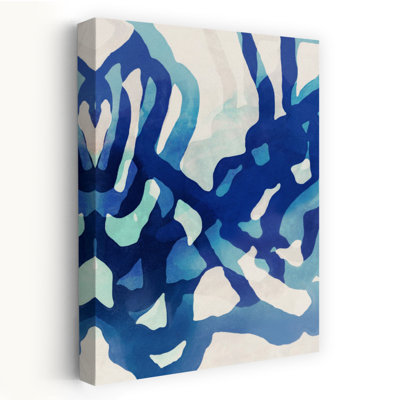 Flowing Waves Of Blue Movement I Abstract Contemporary Wall Art