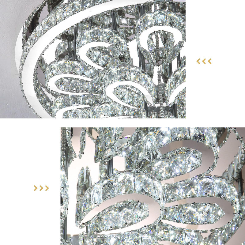 Glam Led Dimmable Crystal Chandelier, Silver