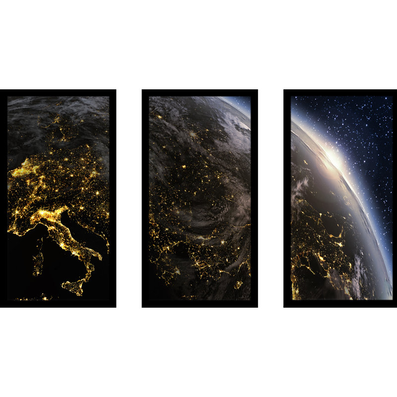Terre - ensemble de 3 reproductions de photos sur acrylique, H 25,5 po x l 40,5 po x P 1 po