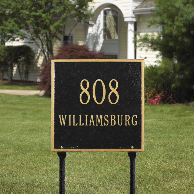 Plaque d'adresse sur 2 lignes, Bronze et doré, Oui