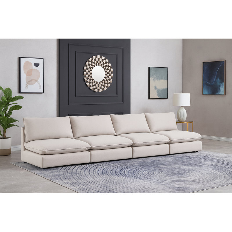 Canapé modulaire Tupman, Tissu beige texturé en lin