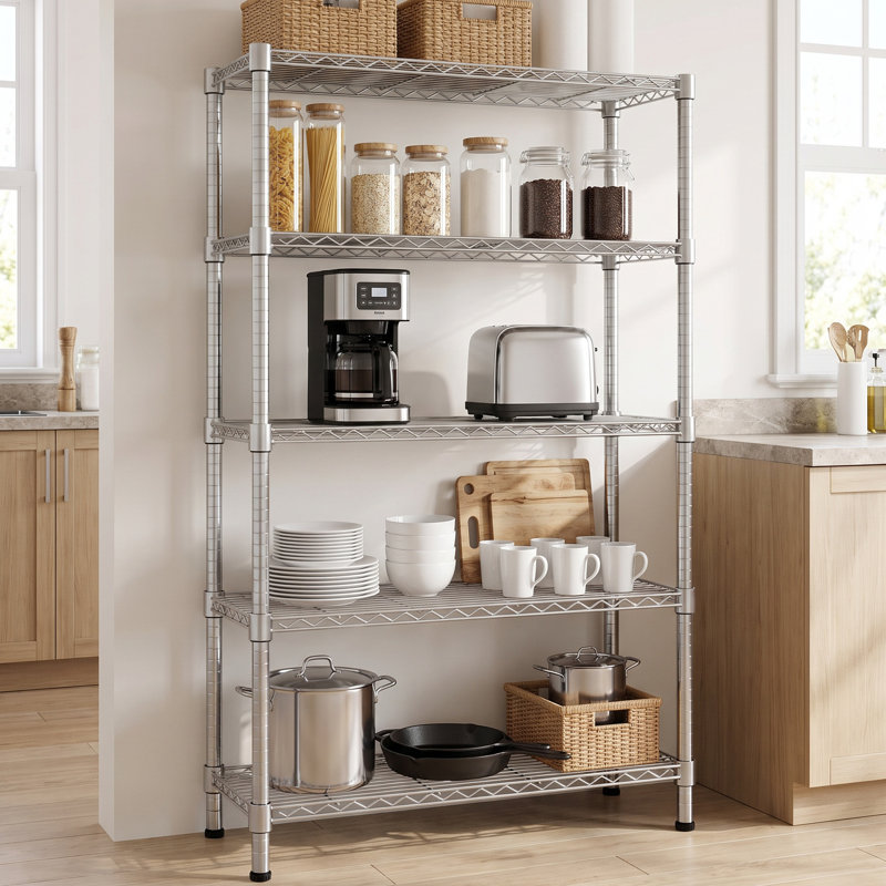 Étagère de rangement réglable en hauteur de 70,9 pouces, Chrome chrome