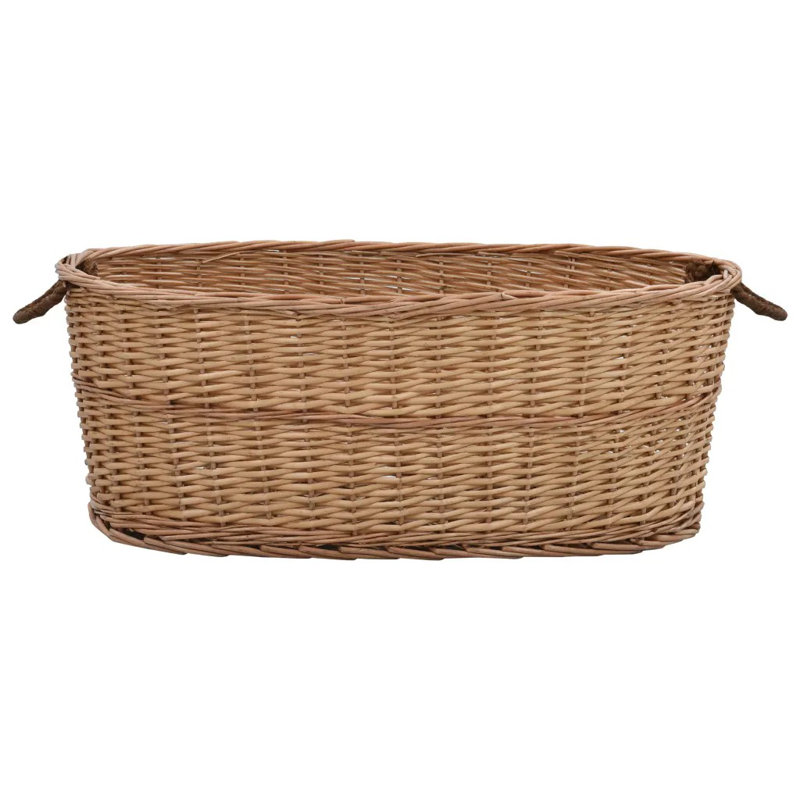 Anara Firewood Basket with Carrying Handles 88x57x34 cm Natural Willow, 34 cm H x 88cm W x 57cm D