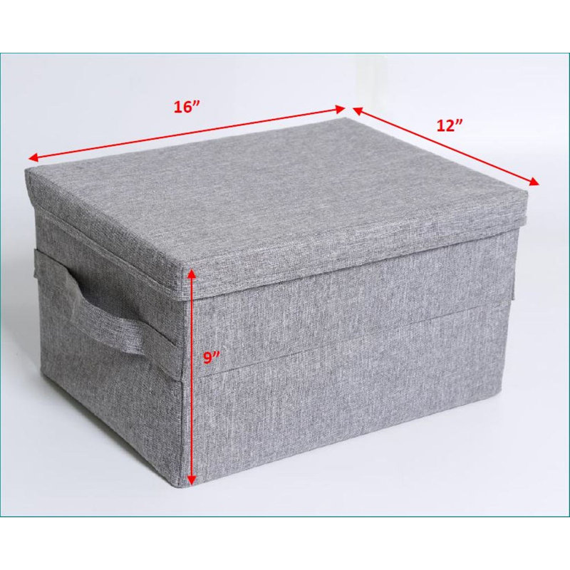 Boîte de rangement en tissu, H 16 po x l 12 po x P 9 po, Gris clair