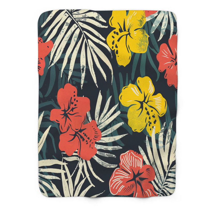 Island Prints - 1 pièce Sherpa Premium, L 50 po x L 60 po