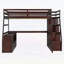 Lit mezzanine double avec 7 tiroirs, 2 tablettes et bureau pour une utilisation multifonctionnelle et peu encombrante au fini espresso
