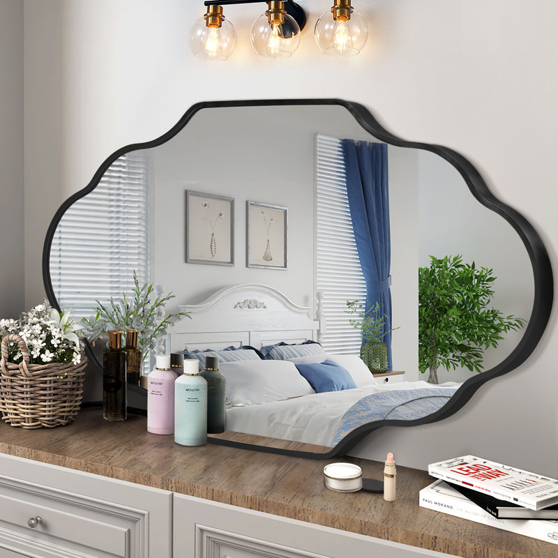 Oval Bathroom Mirror, Aluminium Frame Vanity Mirror with 4mm HD Shatterproof Glass, Wall Mounted Portrait or Landscape, Black