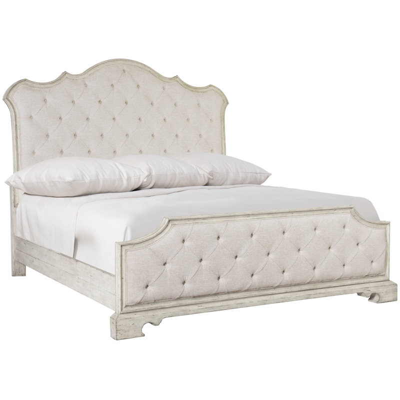 Chateau Cream Tufted King Upholstered Bed with Pine Frame