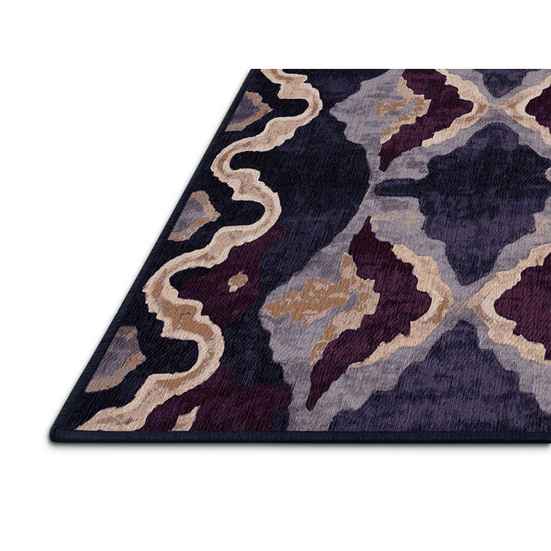 Machine Washable Purple Area Rug, Square 6'