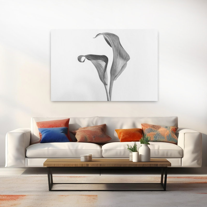 Calla, fleurs abstraites, art mural contemporain, H 60 po x l 40 po