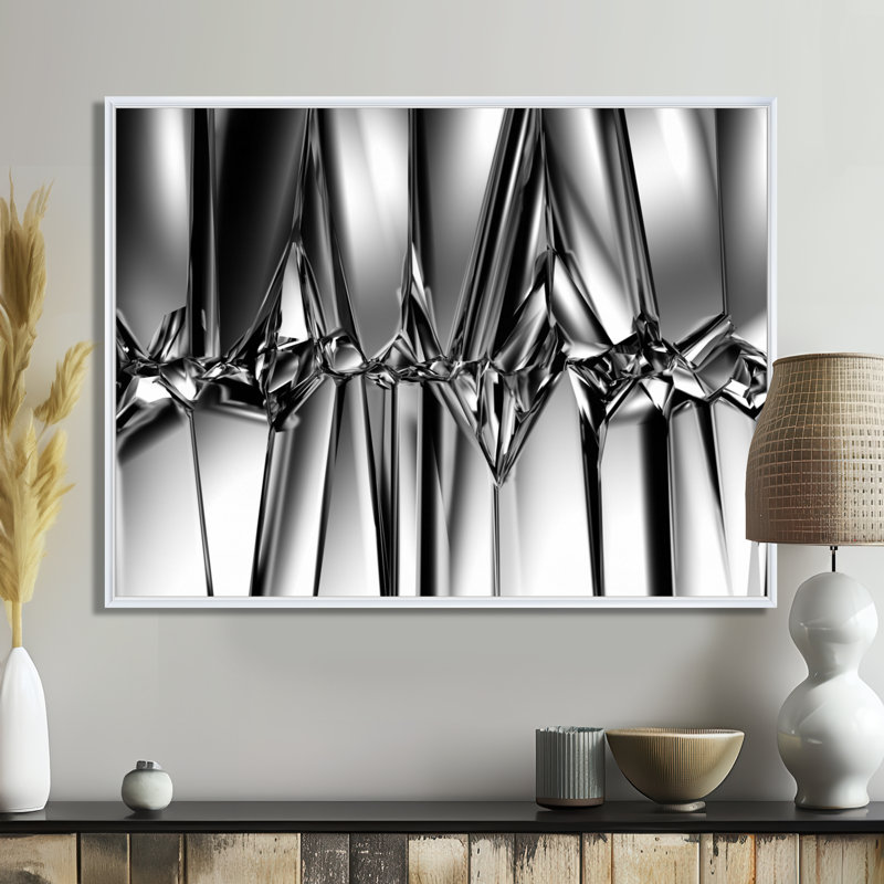 « black white crystal background », reproduction d’impression sur toile tendue, H 12 po x l 20 po, Cadre flottant, Blanc