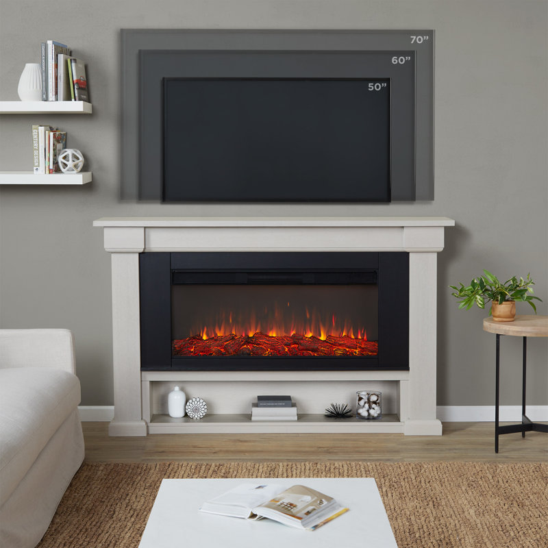 Bristow 66" Landscape Electric Fireplace by Real Flame, Bone, Standard