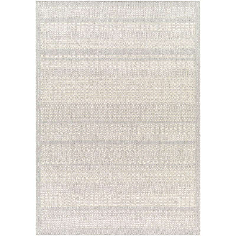 Binyamin Striped Indoor / Outdoor Rug, Rectangle 6'7" x 9'