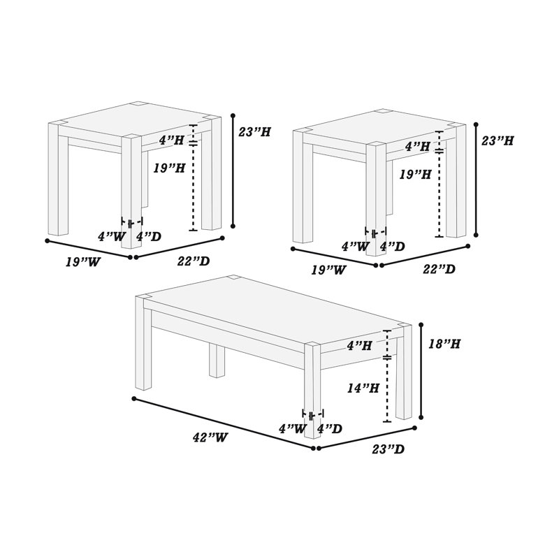 Aled 3-Pcs Coffee Table Set