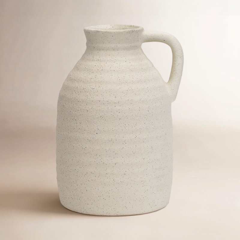 Shorsey Ceramic Vase Large, Cream, 9.05" H x 6.29" W x 5.9" D