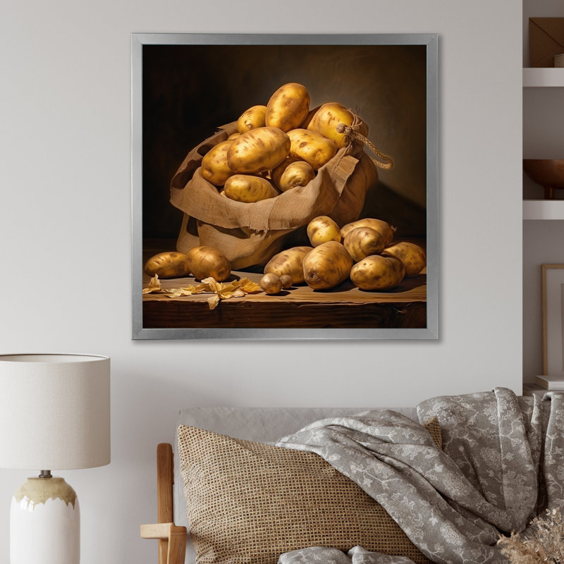 «Potato Amber» - reproduction sur toile, Cadre simple argenté, H 30 po x l 30 po x P 1 po