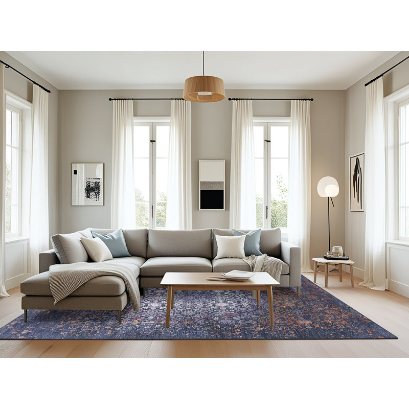 Tapis oriental bleu / mauve Osio, Rectangle 8 pi x 10 pi