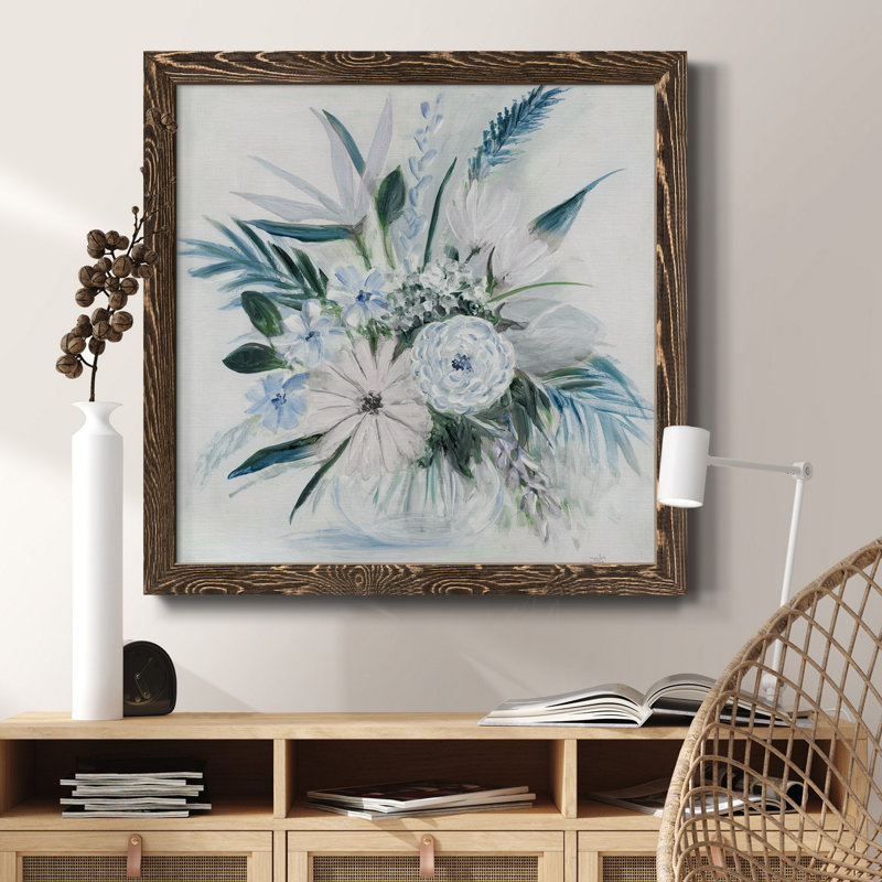 Yellow Mums - Peinture sur toile encadrée, Cadre noyer, H 27,5 po x l 27,5 po x P 1,5 po