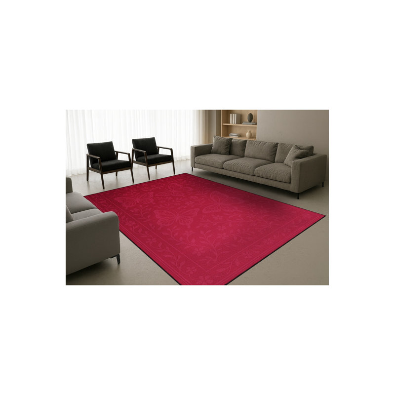 Tapis tissé à motif floral rouge Mosso, 3'3" x 6'7"