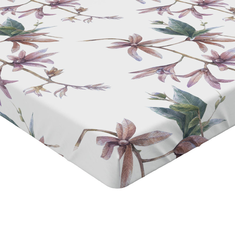 Drap-housse à motif floral Ambesonne, Drap-housse de taille simple, Amande, lilas, gris, bleu sarcelle / floral