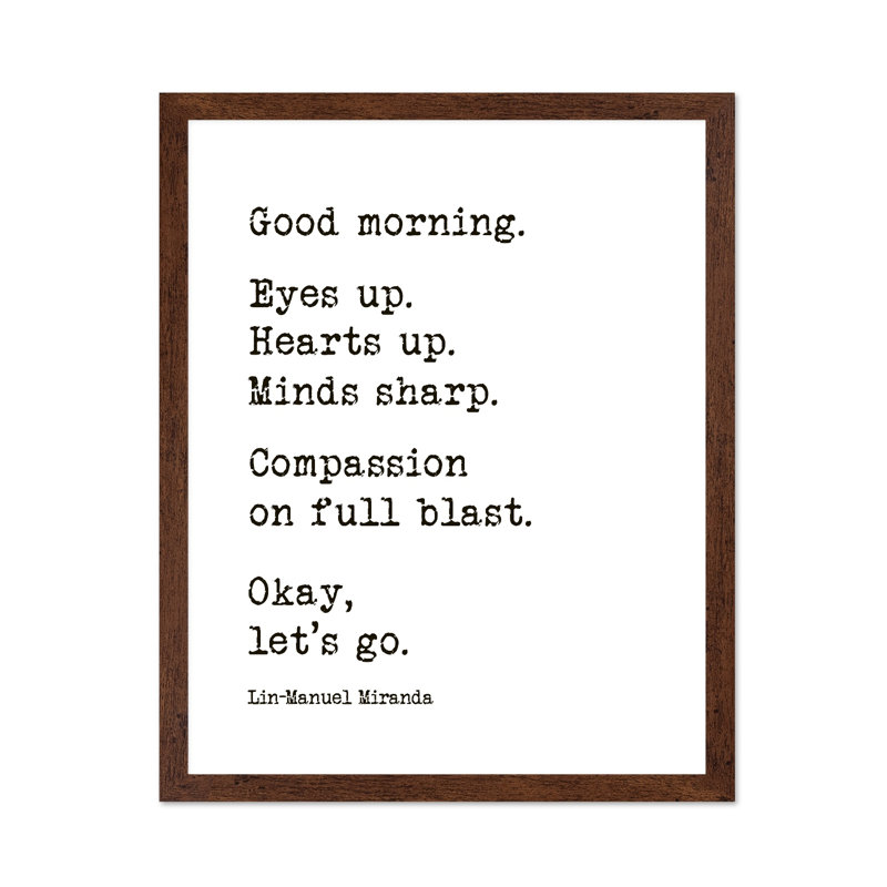 Good Morning, Affiche, H 24 po x l 32 po, Encadrement brun