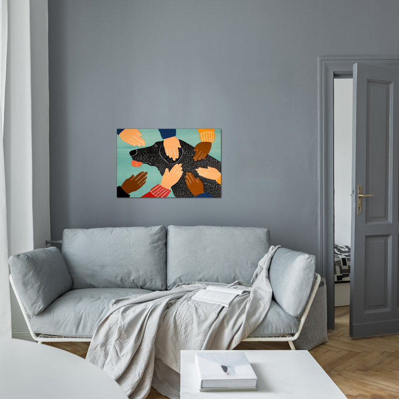 « getting blacked black » par stephen huneck, reproduction d’art sur toile tendue, H 26 po x l 40 po x P 0,75 po