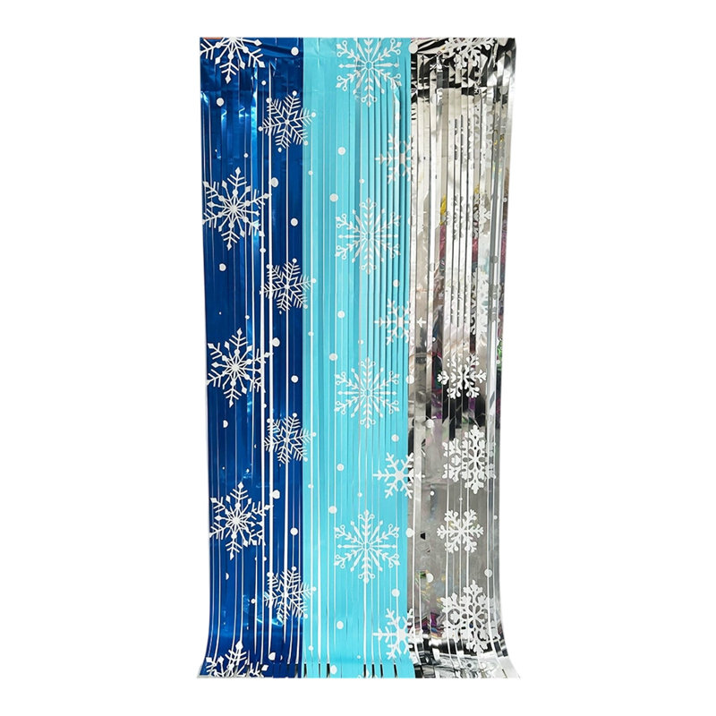 Kbndieu Christmas Snowflake Curtains 2pc Set 39x79in for Parties Christmas Winter Holidays Winter Photos Booth Props Background Streamers