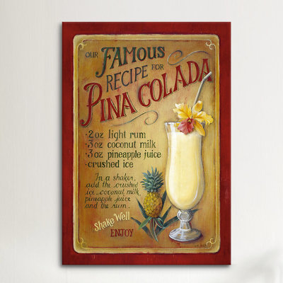 Publicité décorative sur toile «Famous Recipe for Pina Colada» par Lisa Audit