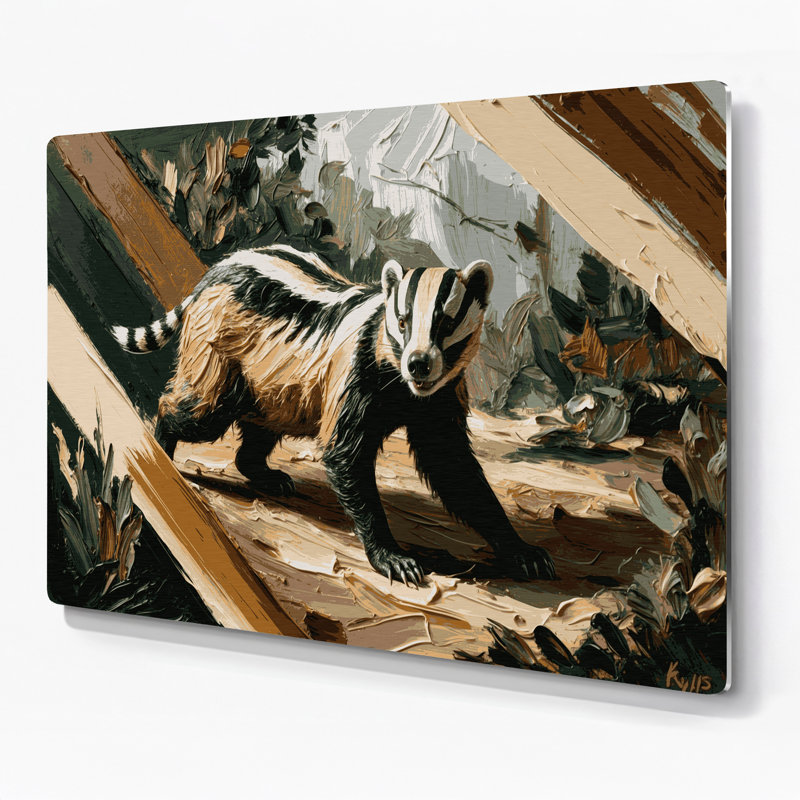Wildlife Honey Badger Brown Metal Wall Art, 12" H x 18" W