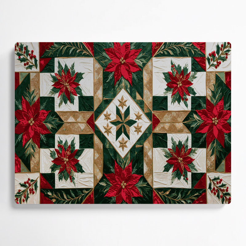 «Christmas Christmas Quilts», art mural en métal brun, H 12 po x l 18 po