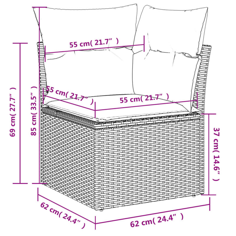Ensemble de canapé de jardin Vidaxl Gris, gris foncé