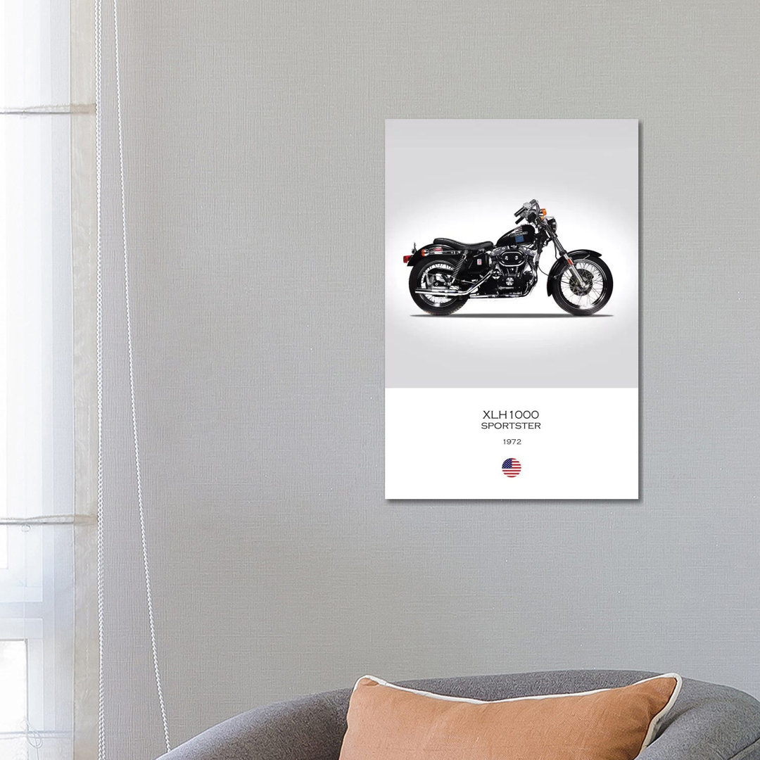1972 Harley-Davidson XLH1000 Sportster Motorcycle by - Wrapped Canvas Graphic Art