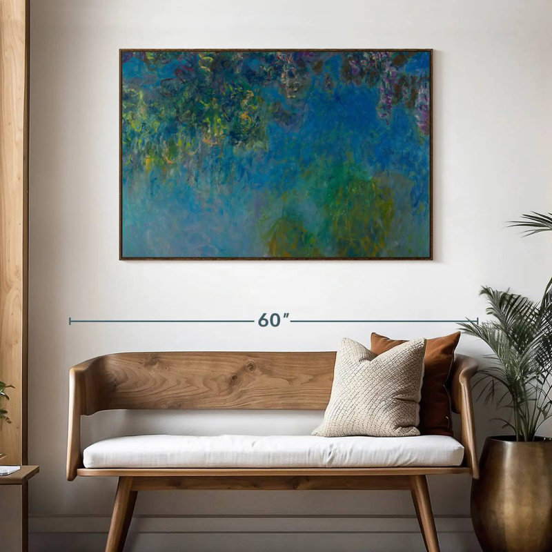 Wisteria 1925, 46 po x 31 po, Cadre flottant noyer