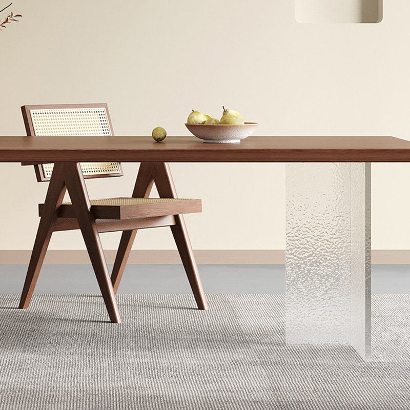 Modern Durable Oak Solid Acrylic Large Table, 29.52"H x 55.11"L x 27.55"W