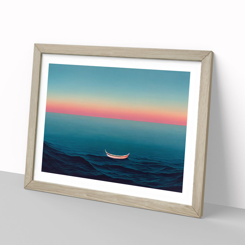 XH1022-6065X Modern Boat Vol.2 - Single Picture Frame Print, 46cm H x 64cm W x 2cm D, Oak