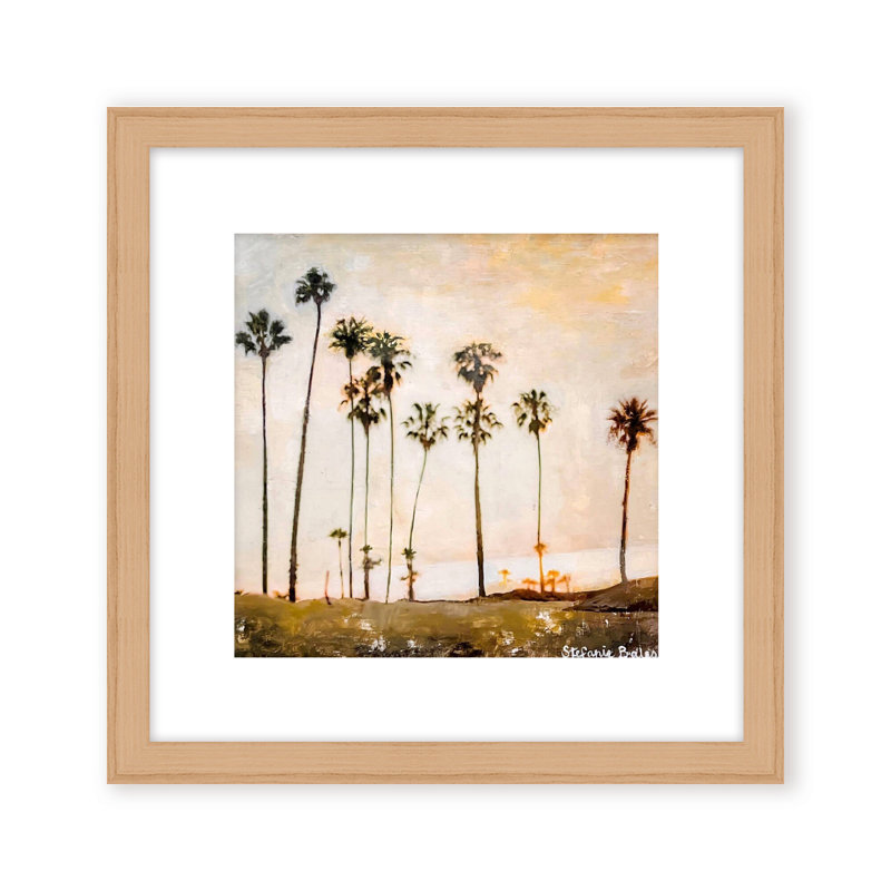 Coastal Retreat Golden Hour Glow by  - Picture Frame Painting, 16" H x 16" W x 1.125" D, Framed Matted Print, Beige