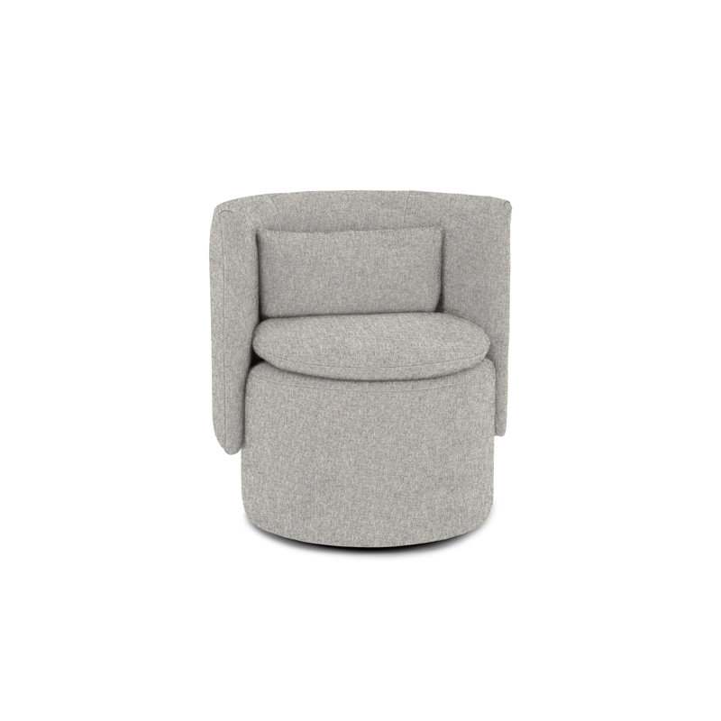 Finn Swivel Barrel Chair, Silver Polyester