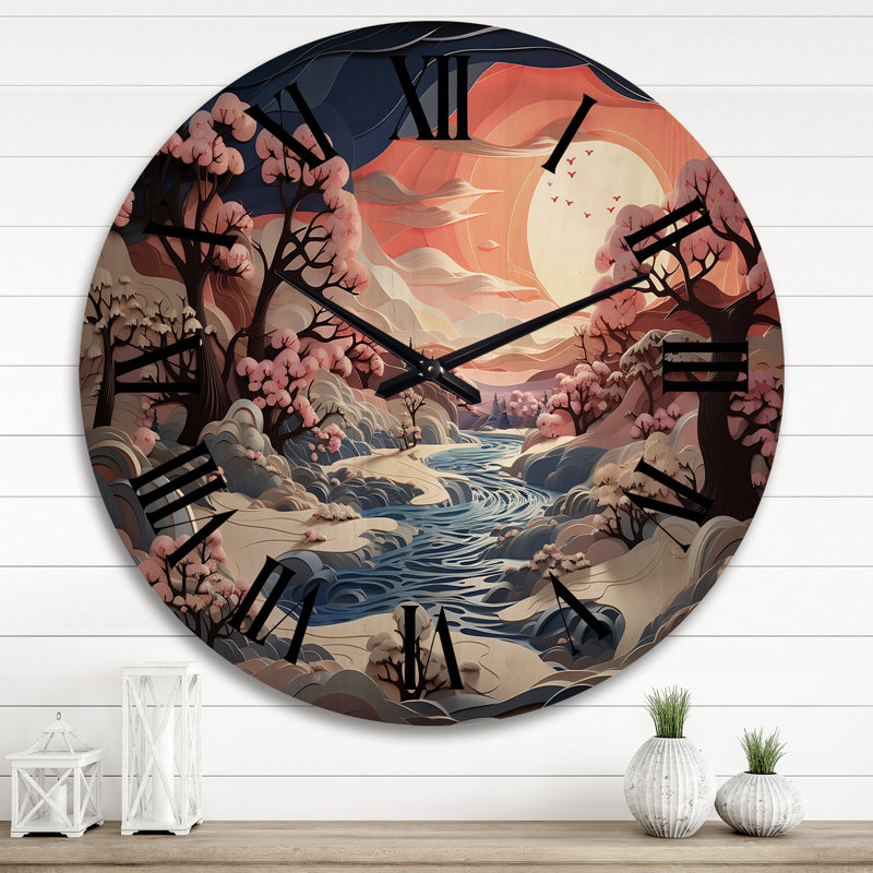 Magnifique horloge murale en bois, Très grand