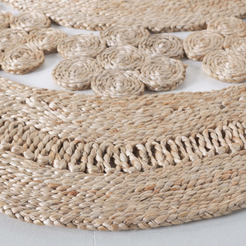Modibo Natural Fiber Flat Weave Jute Pile Rug, Round 5'