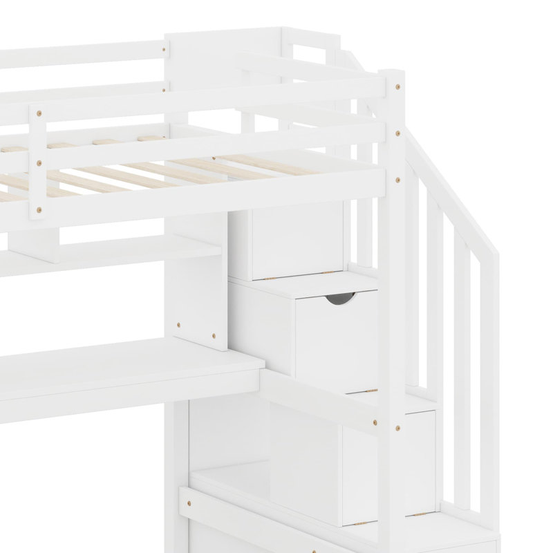 Ebern Designs Loft Bed With Built-In Desk And Staircase - Wayfair Canada