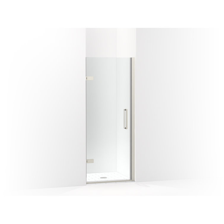 Composed 29-5/8-In–30-3/8-In W X 71-1/2-In H Frameless Pivot Shower Door With 3/8-In Crystal Clear Glass And Back-To-Back Vertical Door Pulls