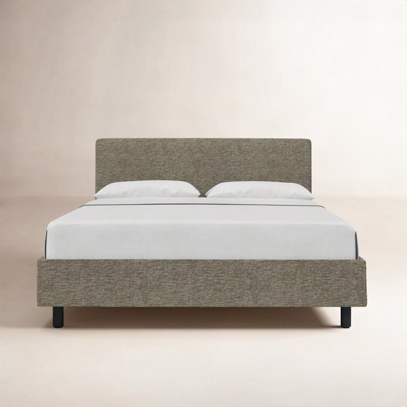 Pyburn Upholstered Platform Bed, Twin, Milsap Granite Sustain® Tweed