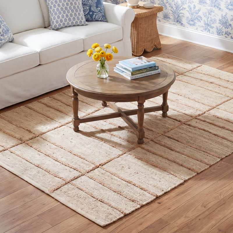 Bement Handmade Flatweave Jute/Sisal Beige/Brown Area Rug, Rectangle 3'6" x 5'6"