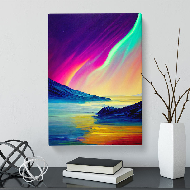 CAN-V0523-1586X Northern Lights Painting Vol.4 - Wrapped Canvas Print, 50cm H x 35cm W x 3cm D